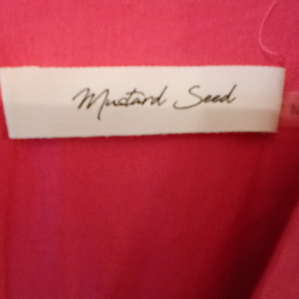 NWOT - Mustard Seed Women's Pink Barbiecore Lantern Sleeve, Flowy, V-neck Dress - Picture 4 of 4